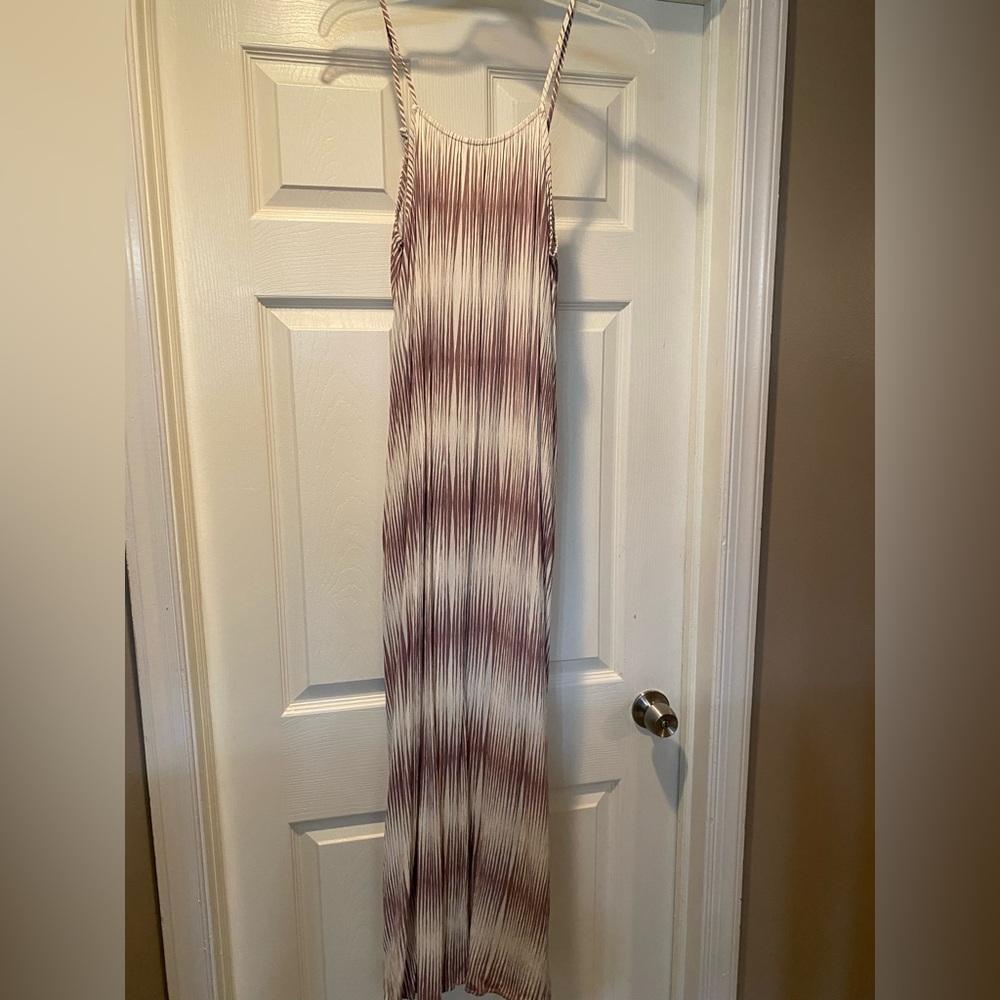 Taupe and White ribbed maxi dress size medium